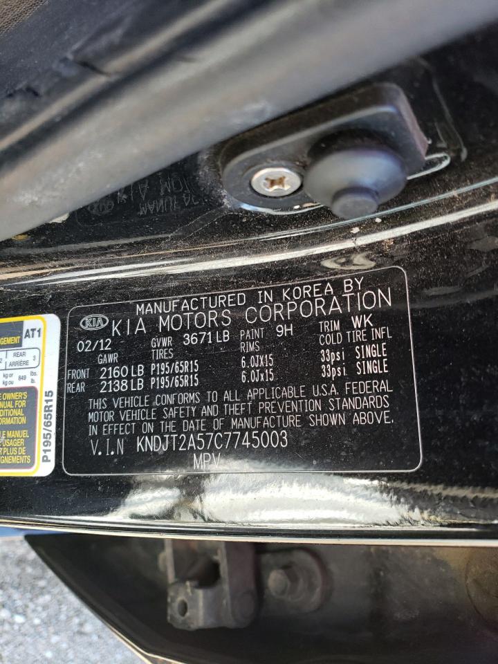 2012 KIA Soul VIN KNDJT2A57C7745003 Copart auction photo, all over damage thumbnail 15