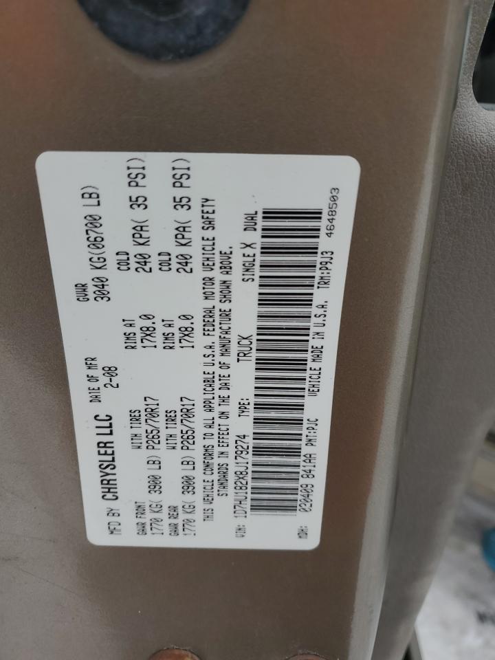 2008 Dodge RAM VIN 1D7HU182X8J179274 Copart auction photo, front end / rear end damage thumbnail 12