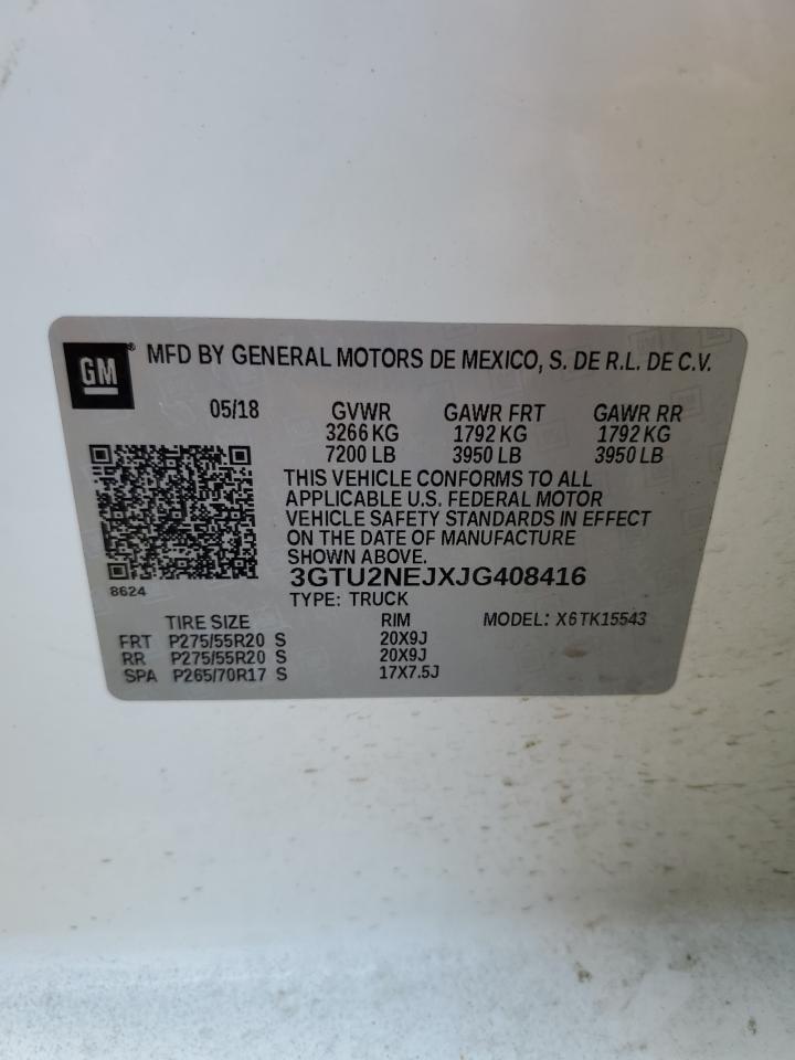2018 GMC Sierra VIN 3GTU2NEJXJG408416 Copart auction photo, side damage thumbnail 14