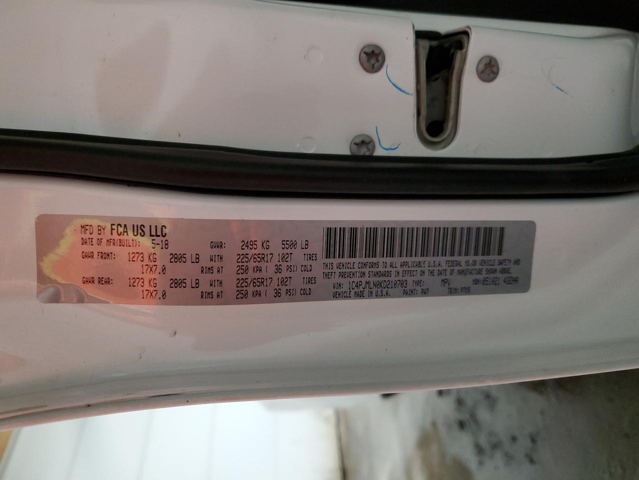 2019 Jeep Grand Cherokee VIN 1C4PJMLN0KD210703 Copart auction photo, front end / side damage thumbnail 13