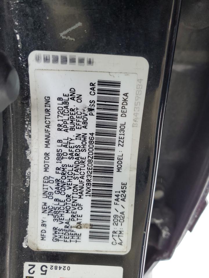 2008 Toyota Corolla VIN 1NXBR32E08Z000864 Copart auction photo, side damage thumbnail 12