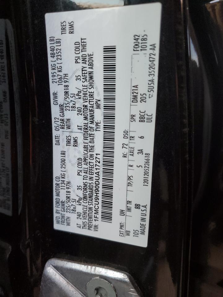 2013 Ford Escape VIN 1FMCU9H90DUA17271 Copart auction photo, front end damage thumbnail 12