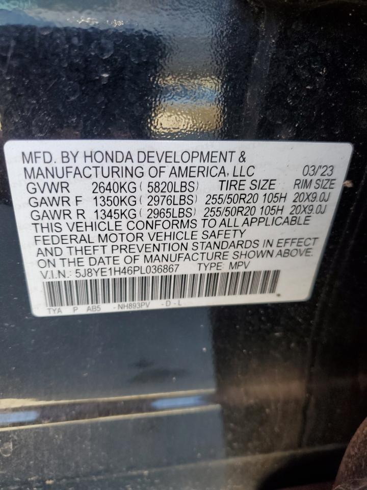 2023 Acura MDX VIN 5J8YE1H46PL036867 Copart auction photo, rear end / side damage thumbnail 13