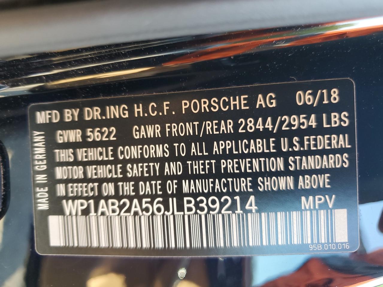 2018 Porsche Macan VIN WP1AB2A56JLB39214 Copart auction photo, rear end damage thumbnail 15