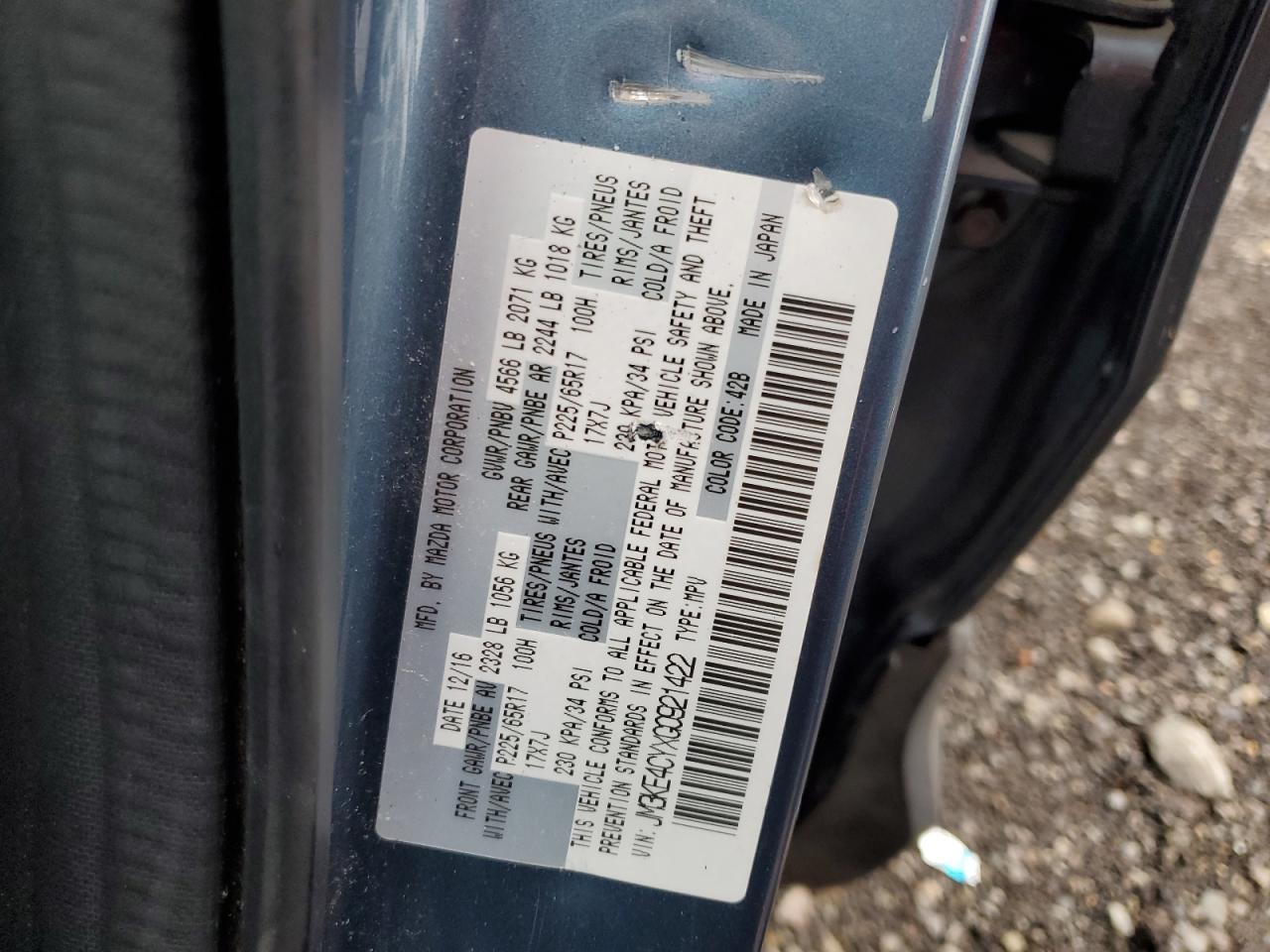 2016 Mazda CX-5 VIN JM3KE4CYXG0921422 Copart auction photo, rear end damage thumbnail 13