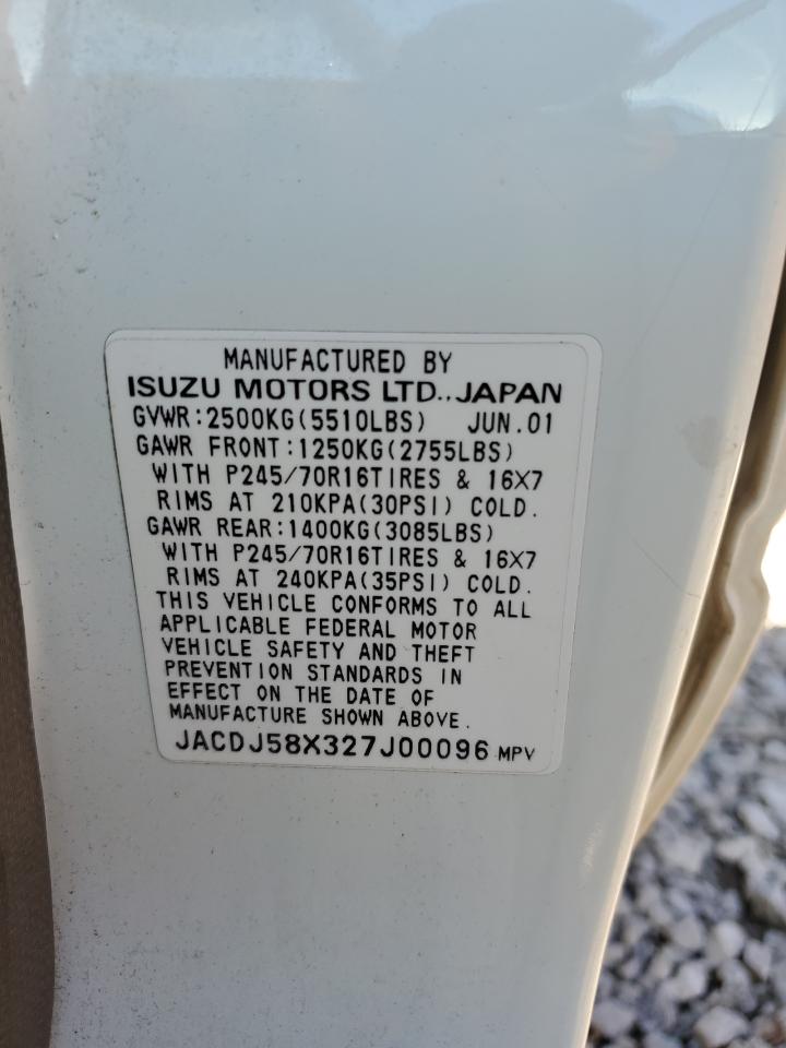 2002 Isuzu Trooper VIN JACDJ58X327J00096 Copart auction photo, front end damage thumbnail 13