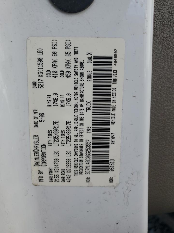2006 Dodge RAM VIN 3D7ML48C06G253957 Copart auction photo, water/flood damage thumbnail 10