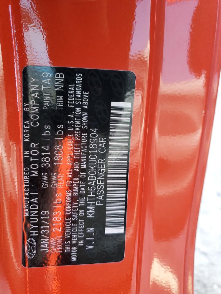 2019 Hyundai Veloster VIN KMHTH6AB0KU018904 Copart auction photo, water/flood damage thumbnail 13