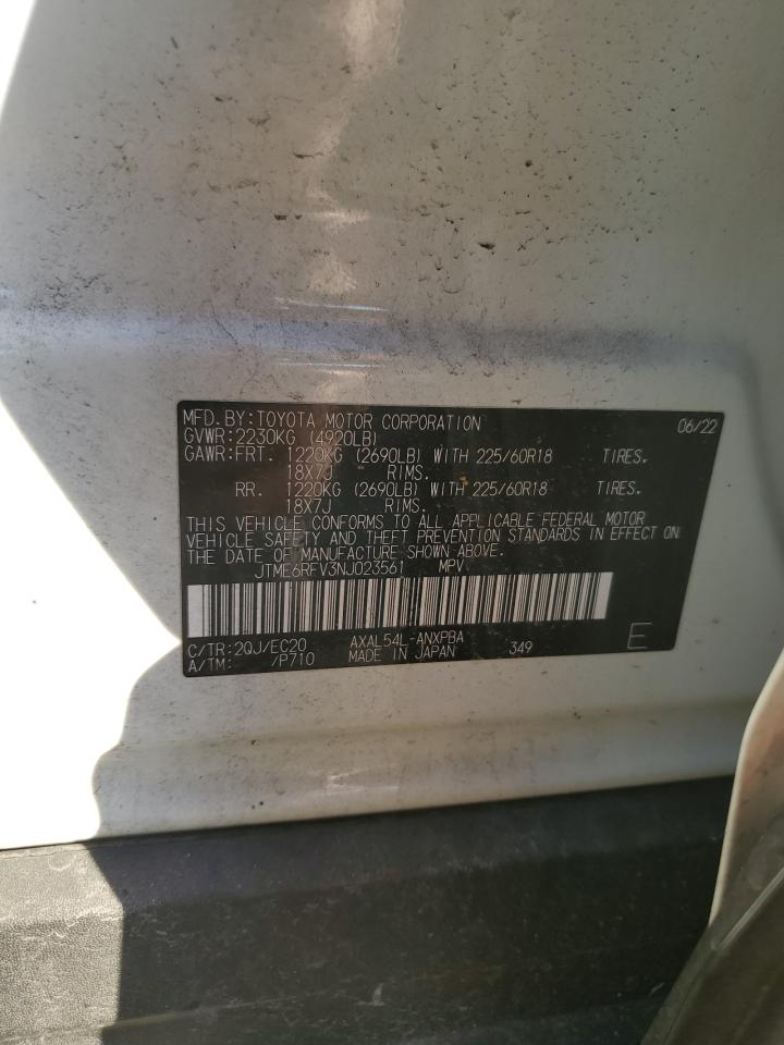 2022 Toyota RAV 4 VIN JTME6RFV3NJ023561 Copart auction photo, front end damage thumbnail 16