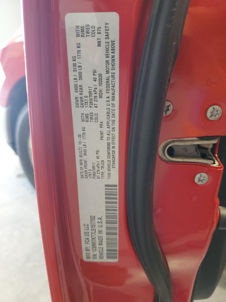 2020 RAM 1500 VIN 1C6RR7KT7LS157702 Copart auction photo, minor dent/scratches damage thumbnail 12