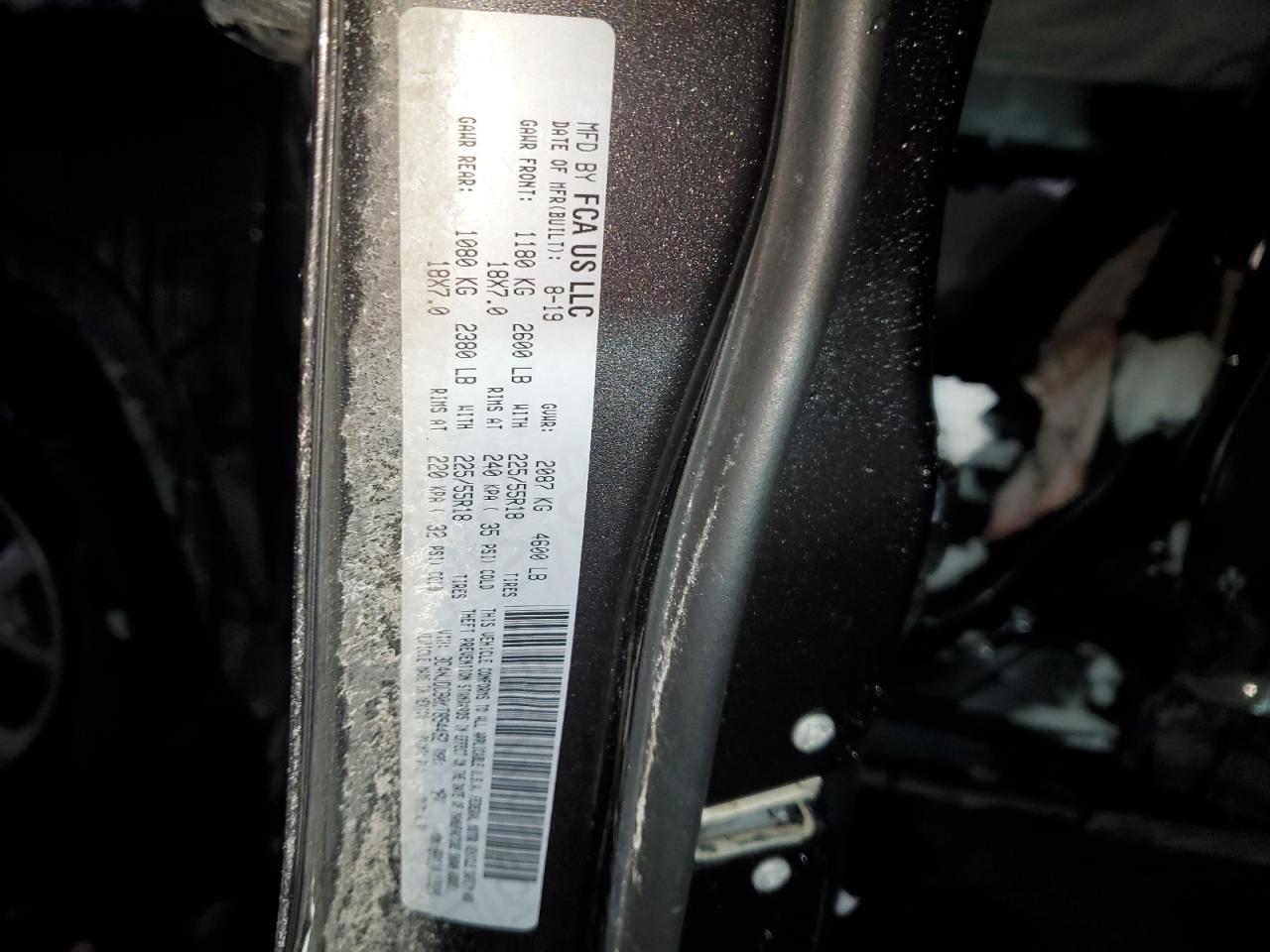 2019 Jeep Compass VIN 3C4NJDCB0KT854452 Copart auction photo, side damage thumbnail 13