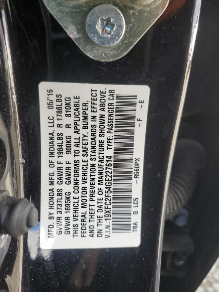 2016 Honda Civic VIN 19XFC2F54GE227614 Copart auction photo, front end damage thumbnail 12