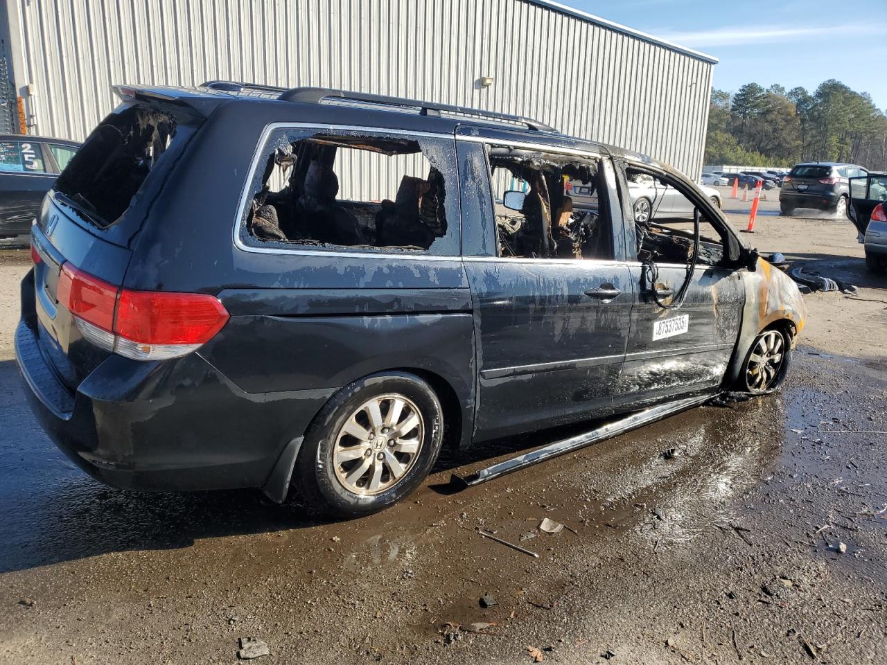 2008 Honda Odyssey VIN 5FNRL38738B049708 Copart auction photo, burn damage thumbnail 3