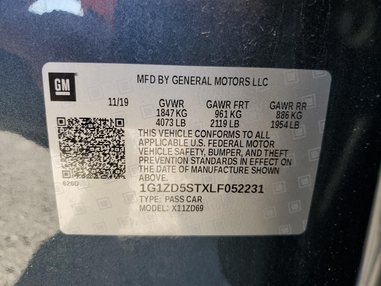 2020 Chevrolet Malibu VIN 1G1ZD5STXLF052231 Copart auction photo, front end / undercarriage damage thumbnail 14