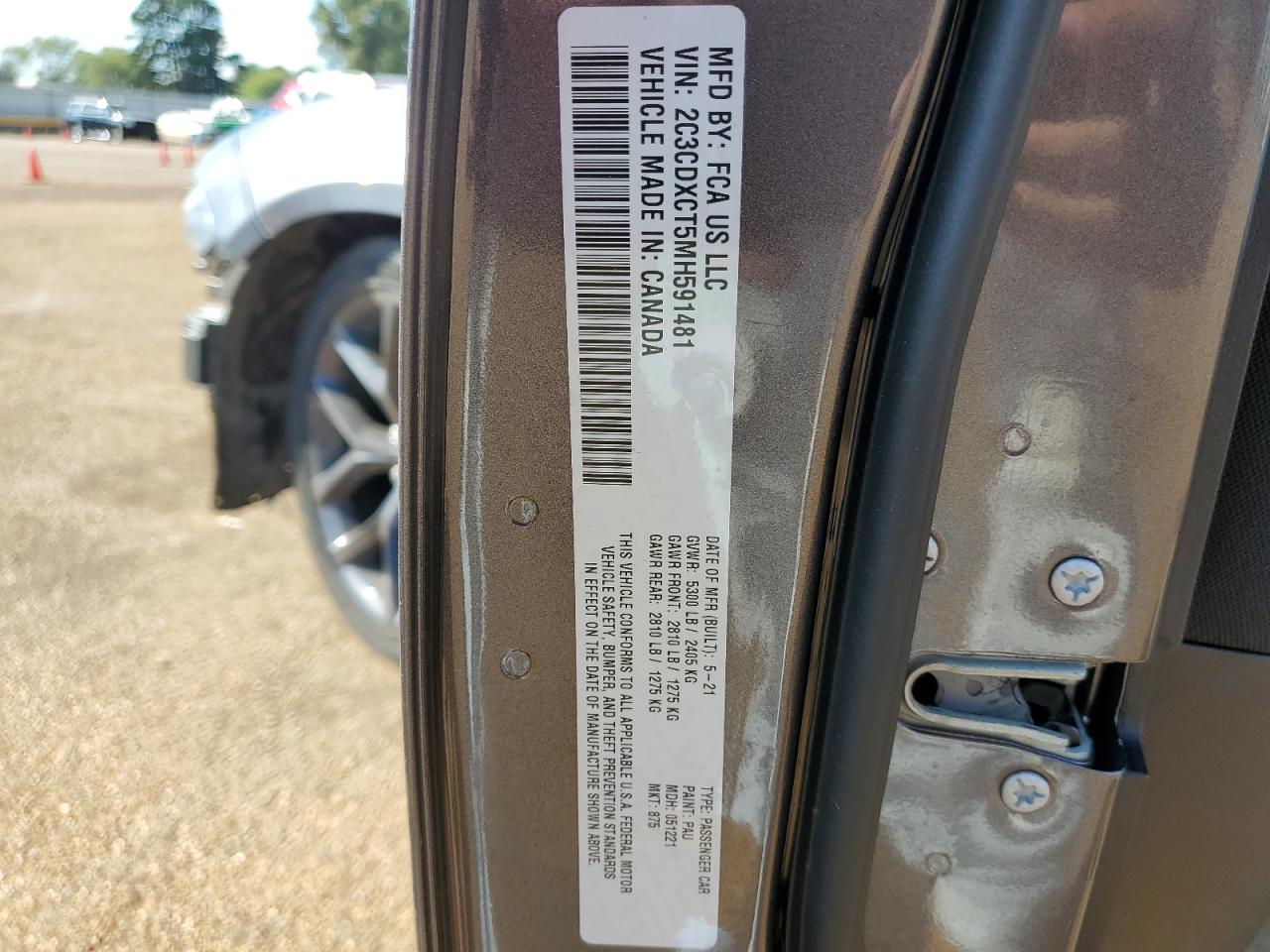 2021 Dodge Charger VIN 2C3CDXCT5MH591481 Copart auction photo, all over / mechanical damage thumbnail 12