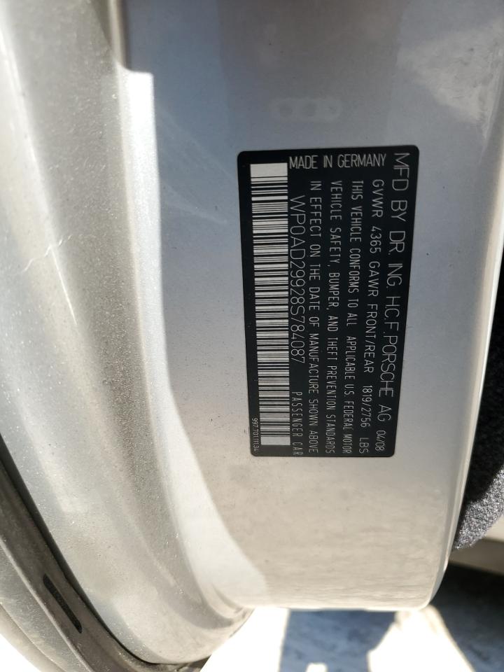 2008 Porsche 911 VIN WP0AD29928S784087 Copart auction photo, rear end damage thumbnail 12