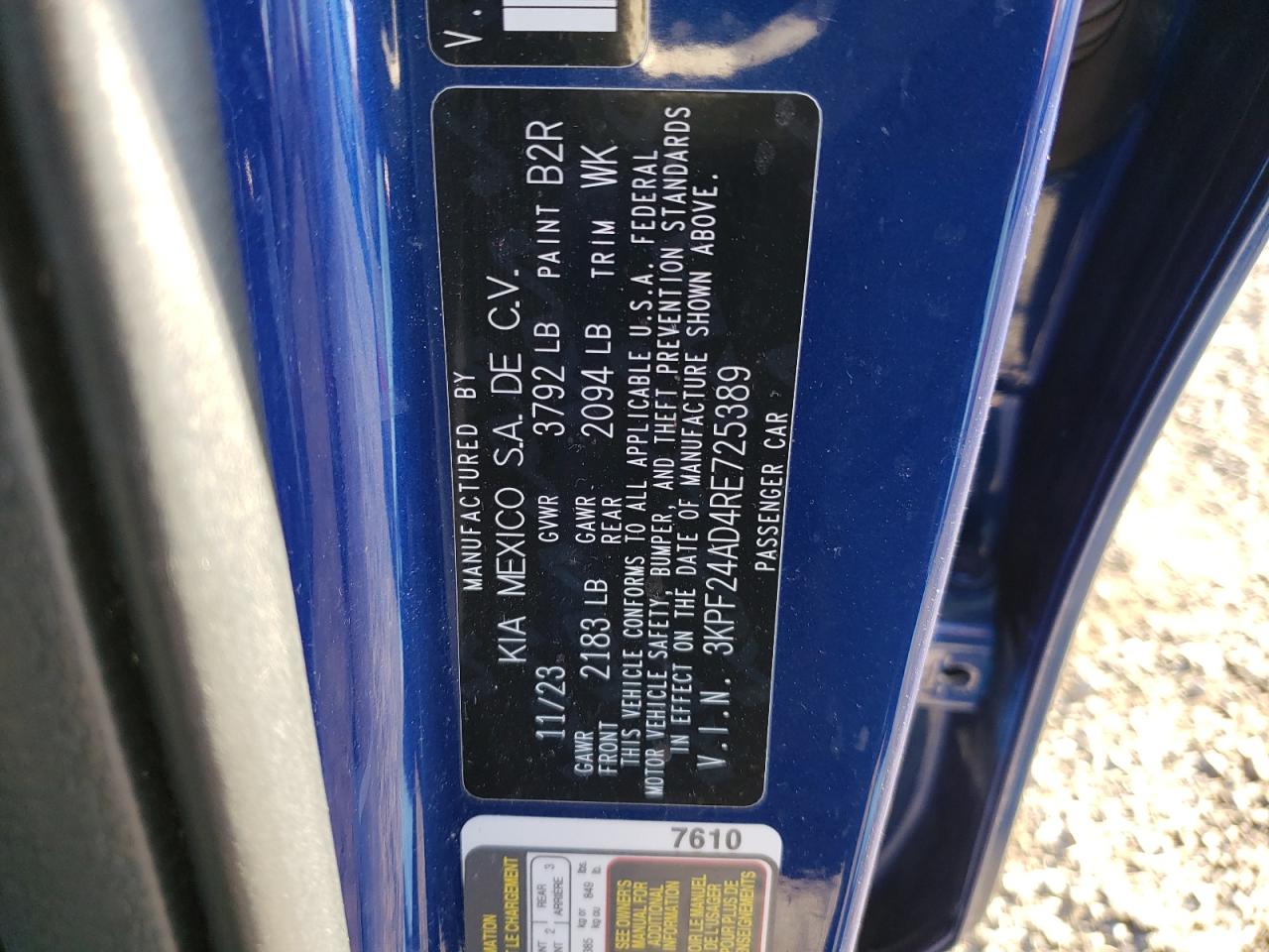 2024 KIA Forte VIN 3KPF24AD4RE725389 Copart auction photo, front end / side damage thumbnail 14