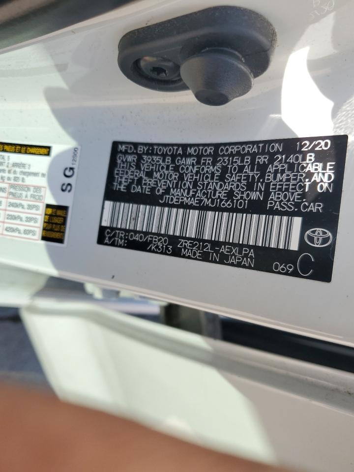 2021 Toyota Corolla VIN JTDEPMAE7MJ166101 Copart auction photo, rear end damage thumbnail 14