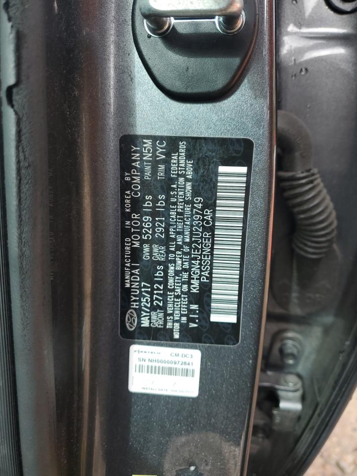 2018 Genesis G80 VIN KMHGN4JE2JU239749 Copart auction photo, front end / side damage thumbnail 12