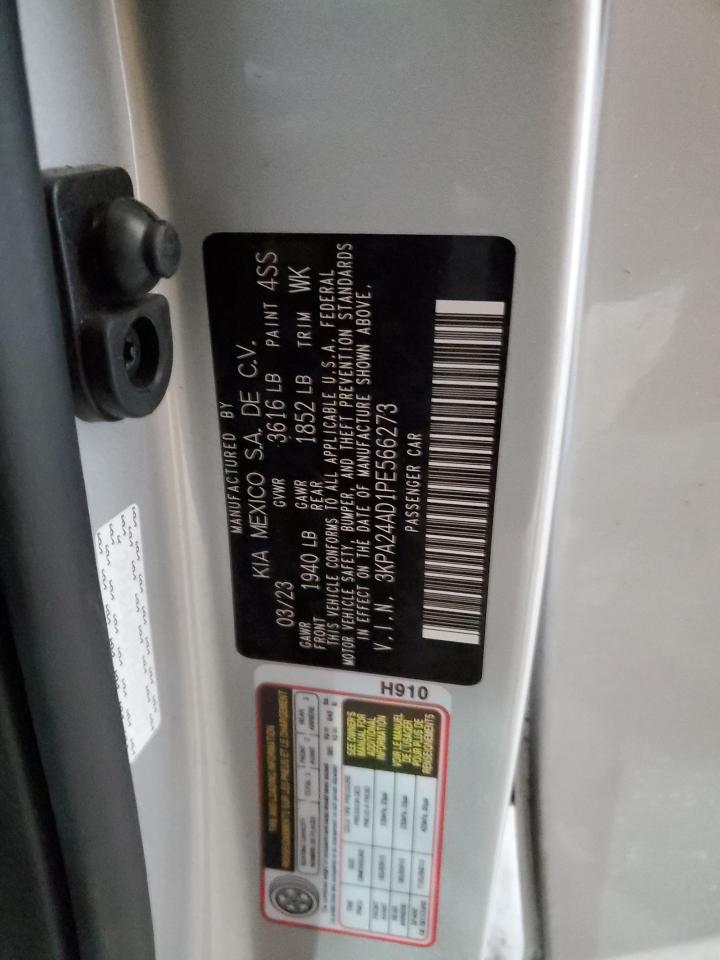 2023 KIA Rio VIN 3KPA24AD1PE566273 Copart auction photo, front end / undercarriage damage thumbnail 12