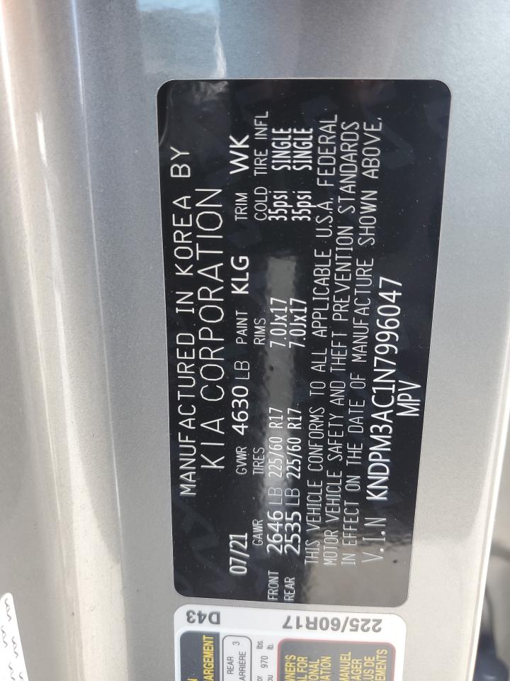 2022 KIA Sportage VIN KNDPM3AC1N7996047 Copart auction photo, front end damage thumbnail 13