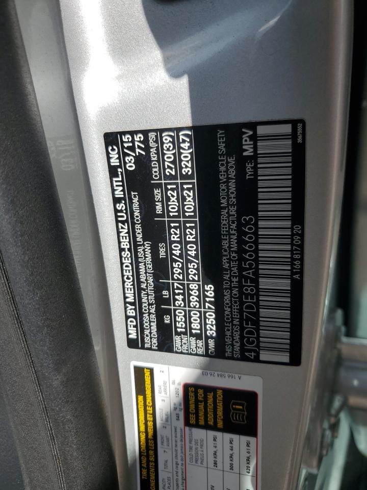 2015 Mercedes-Benz GL-klasse VIN 4JGDF7DE8FA566663 Copart auction photo, front end damage thumbnail 15
