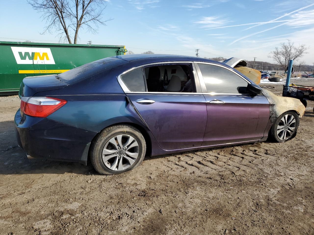 2013 Honda Accord VIN 1HGCR2F3XDA229416 Copart auction photo, burn damage thumbnail 3