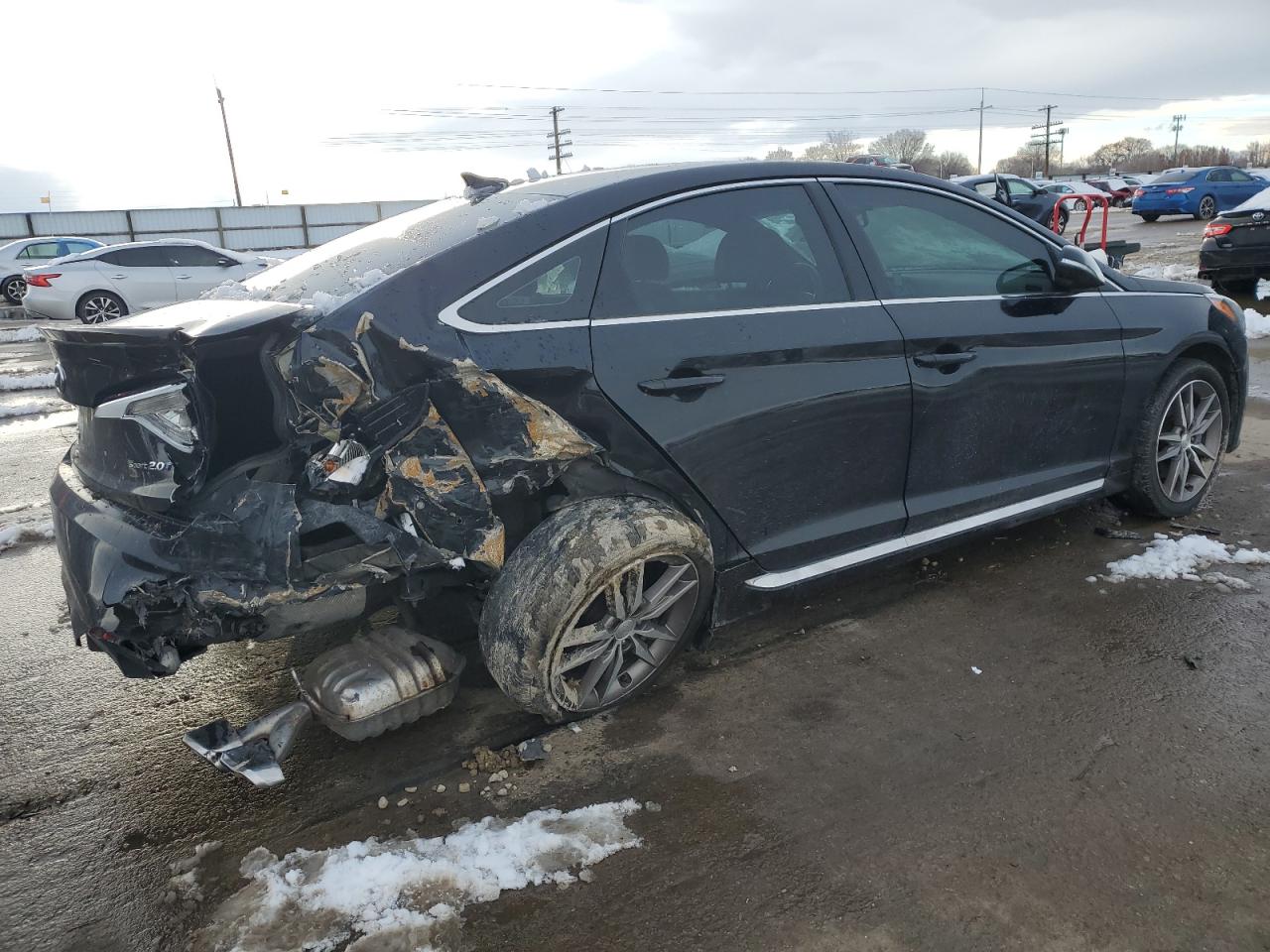 2017 Hyundai Sonata VIN 5NPE34AB3HH570741 Copart auction photo, undercarriage / rear end damage thumbnail 3