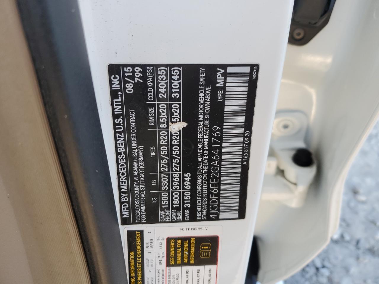 2016 Mercedes-Benz GL-klasse VIN 4JGDF6EE2GA641769 Copart auction photo, all over damage thumbnail 13