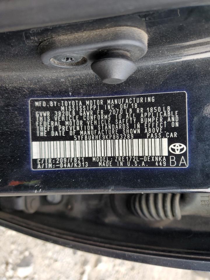 2019 Toyota Corolla VIN 5YFBURHE9KP863289 Copart auction photo, front end damage thumbnail 15