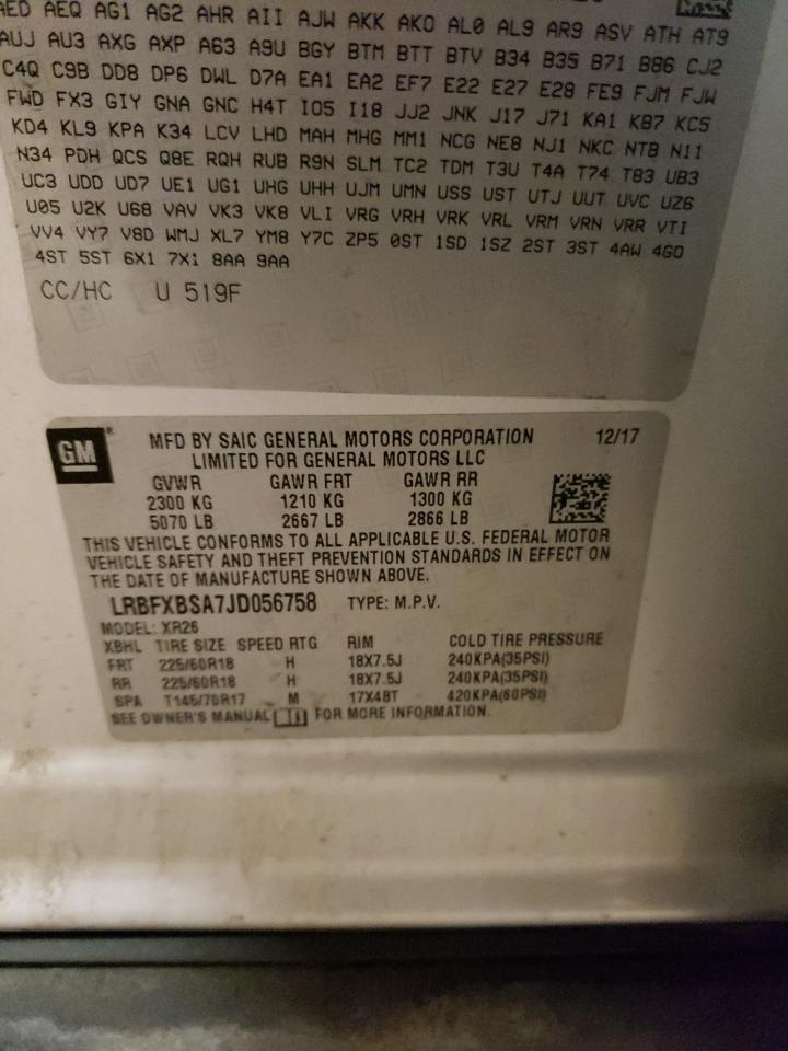 2018 Buick Envision VIN LRBFXBSA7JD056758 Copart auction photo, front end damage thumbnail 13