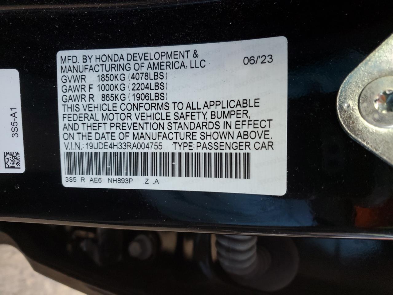 2024 Acura Integra VIN 19UDE4H33RA004755 Copart auction photo, front end damage thumbnail 12