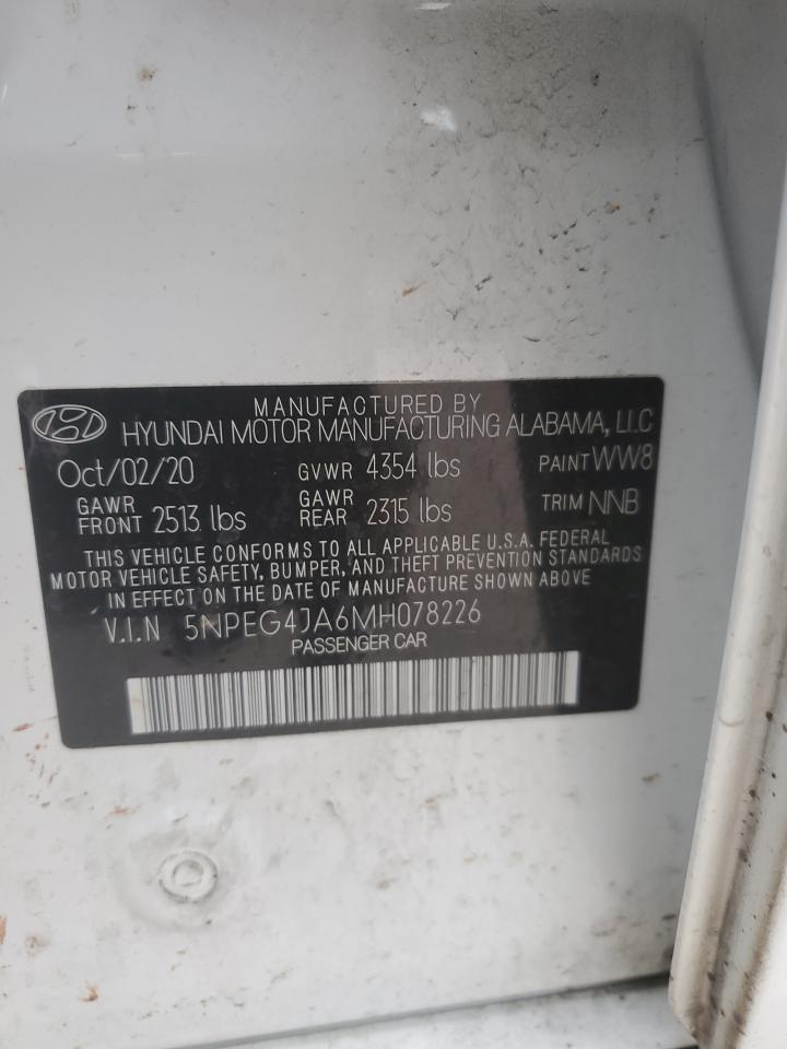 2021 Hyundai Sonata VIN 5NPEG4JA6MH078226 Copart auction photo, all over damage thumbnail 12