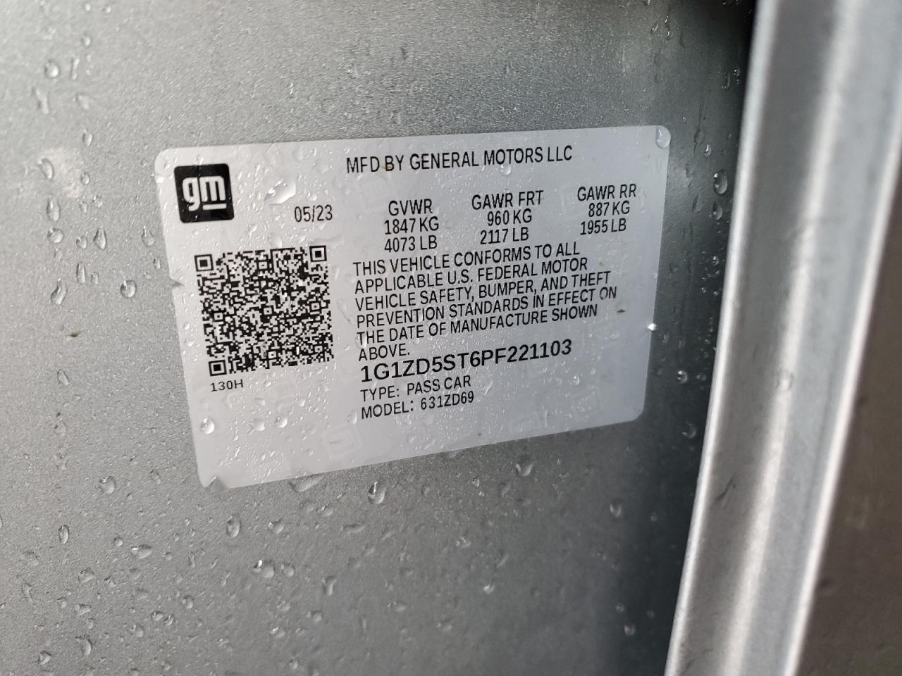 2023 Chevrolet Malibu VIN 1G1ZD5ST6PF221103 Copart auction photo, rear end damage thumbnail 13