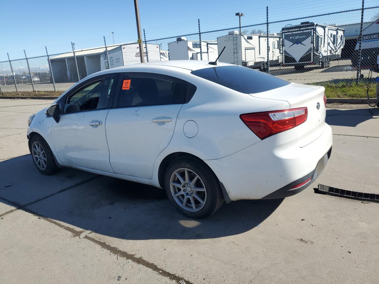 2015 KIA Rio VIN KNADM4A38F6427306 Copart auction photo, vandalism damage thumbnail 2
