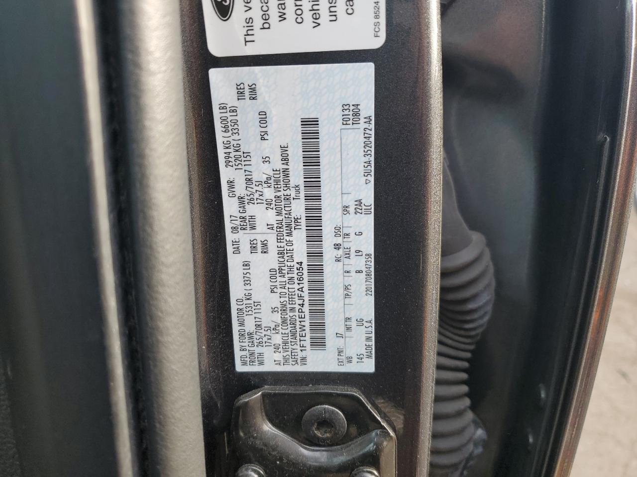 2018 Ford F-150 VIN 1FTEW1EP4JFA16054 Copart auction photo, front end damage thumbnail 14