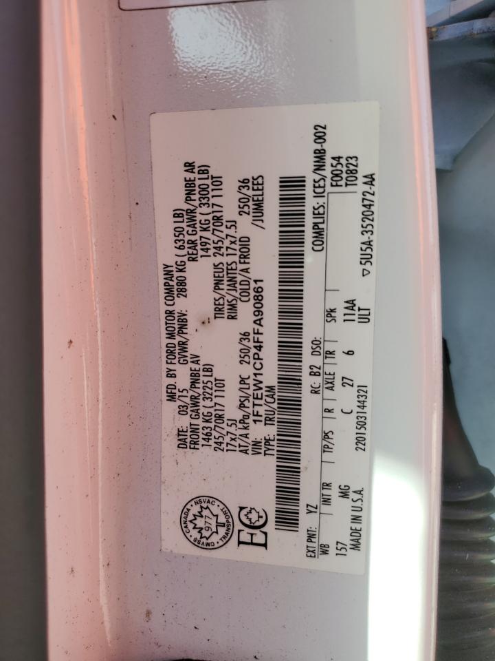 2015 Ford F-150 VIN 1FTEW1CP4FFA90861 Copart auction photo, front end damage thumbnail 13
