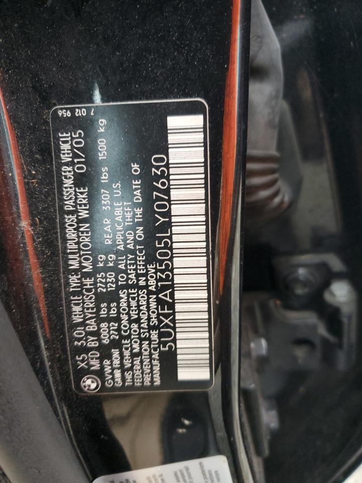 2005 BMW X5 VIN 5UXFA13505LY07630 Copart auction photo, rear end damage thumbnail 13