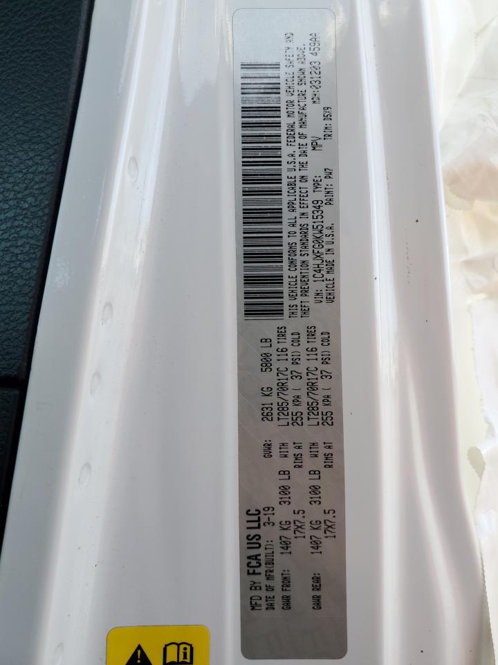 2019 Jeep Wrangler VIN 1C4HJXFG0KW515349 Copart auction photo, front end / undercarriage damage thumbnail 14