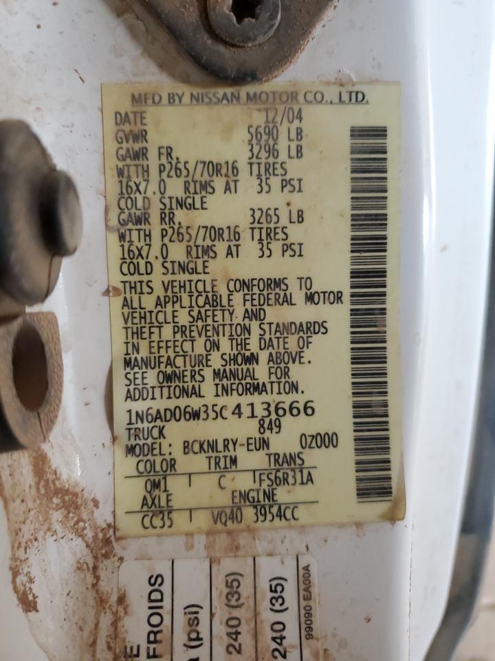 2005 Nissan Navara (Frontier) VIN 1N6AD06W35C413666 Copart auction photo, front end damage thumbnail 12