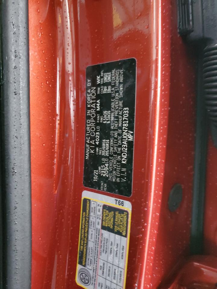 2022 KIA Soul VIN KNDJ23AU0N7817033 Copart auction photo, rear end damage thumbnail 13