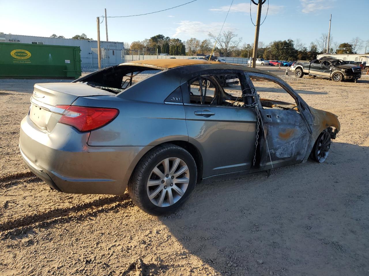 2013 Chrysler 200 VIN 1C3CCBBB9DN726516 Copart auction photo, burn damage thumbnail 3