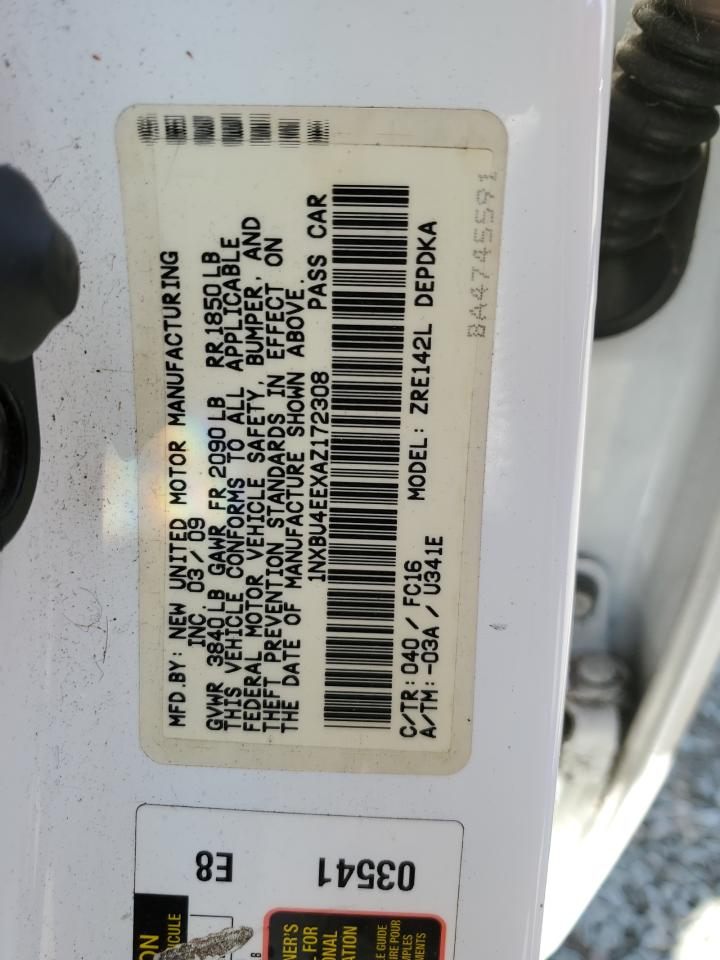 2010 Toyota Corolla VIN 1NXBU4EEXAZ172308 Copart auction photo, front end damage thumbnail 13