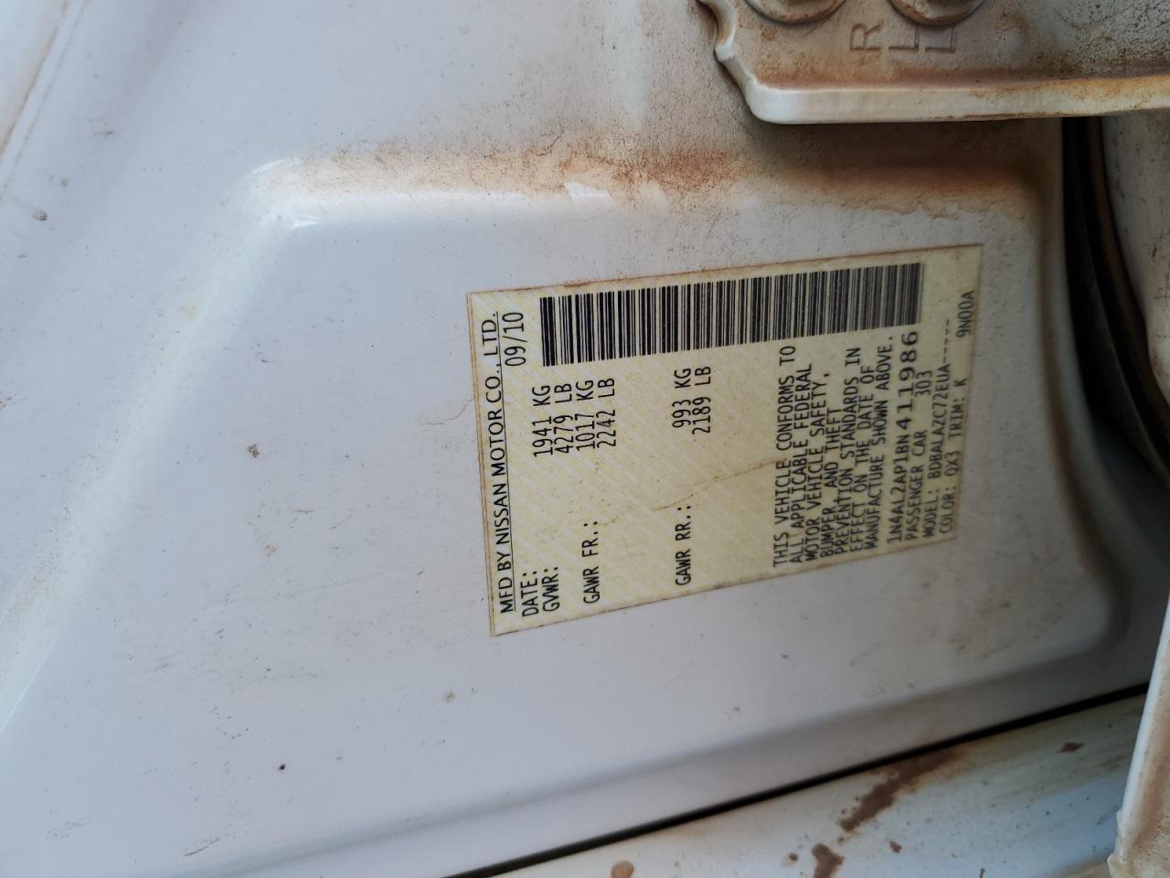 2011 Nissan Altima VIN 1N4AL2AP1BN411986 Copart auction photo, front end damage thumbnail 12