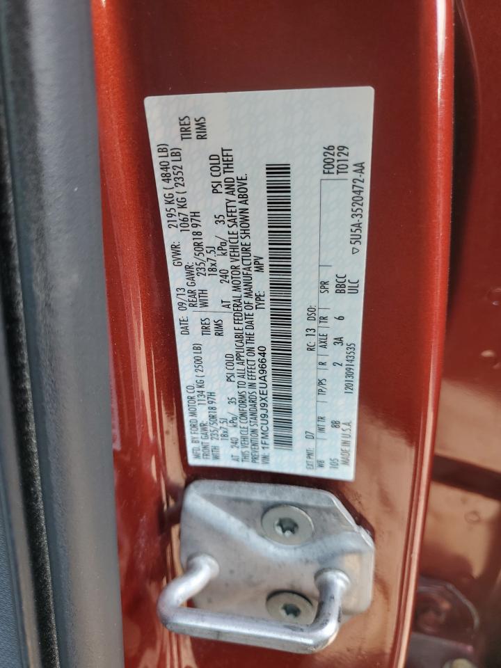 2014 Ford Escape VIN 1FMCU9J9XEUA96640 Copart auction photo, minor dent/scratches damage thumbnail 13