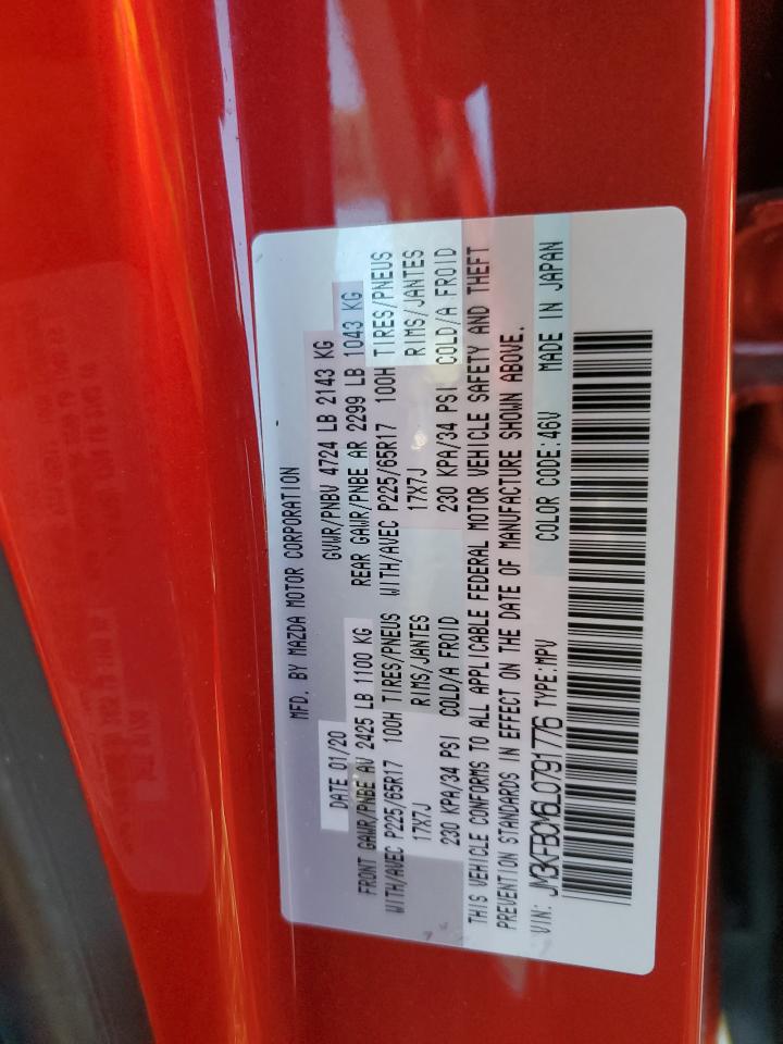 2020 Mazda CX-5 VIN JM3KFBCM6L0791776 Copart auction photo, front end / mechanical damage thumbnail 13