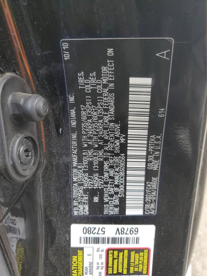 2011 Toyota Sienna VIN 5TDKK3DC9BS090564 Copart auction photo, side / rear end damage thumbnail 15