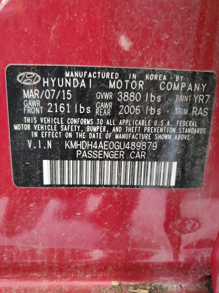 2016 Hyundai Elantra VIN KMHDH4AE0GU489879 Copart auction photo, all over damage thumbnail 14