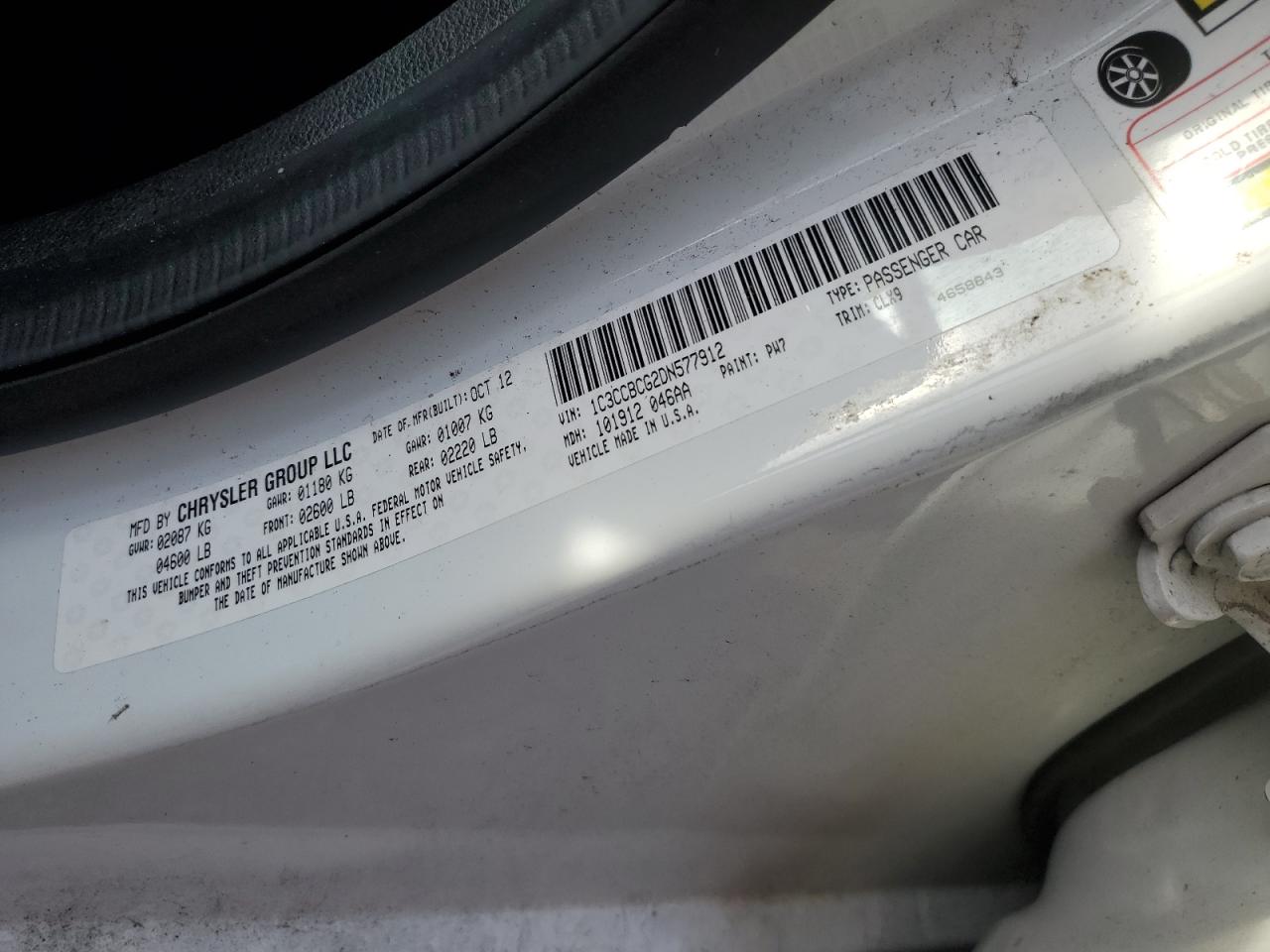 2013 Chrysler 200 VIN 1C3CCBCG2DN577912 Copart auction photo, side / rear end damage thumbnail 13