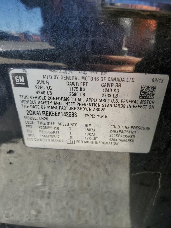2014 GMC Terrain VIN 2GKALREK5E6142583 Copart auction photo, front end damage thumbnail 14